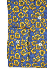 Hawaii Shirt Floral Blue - Italian Cotton - Handmade in Italy