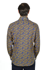 Hawaii Shirt Floral Blue - Italian Cotton - Handmade in Italy