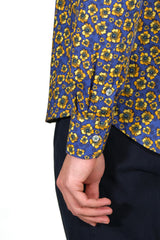 Hawaii Shirt Floral Blue - Italian Cotton - Handmade in Italy