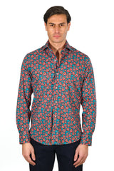 Hawaii Shirt Floral Green - Italian Cotton - Handmade in Italy