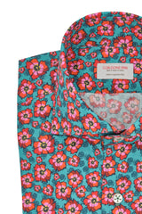 Hawaii Shirt Floral Green - Italian Cotton - Handmade in Italy