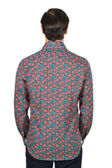 Hawaii Shirt Floral Green - Italian Cotton - Handmade in Italy