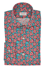 Hawaii Shirt Floral Green - Italian Cotton - Handmade in Italy
