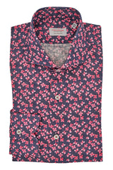 Coral Flowers Shirt - Italian Linen  - Handmade in Italy - Outlet