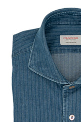Embossed Denim Blue Shirt