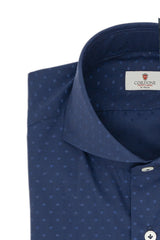 Camicia Dobby a Pois Blu