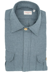 Camicia Safari Over in Flanella Azzurra