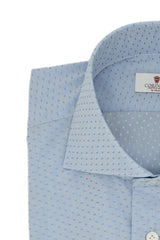 Camicia Dobby a Pois Azzurri