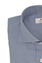 Easy Iron Pied-De-Poule Twill Shirt Blue