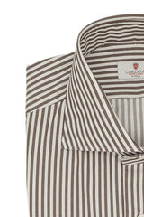 Striped Twill Shirt Brown