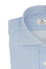 Camicia no stiro tessuto tecnico a righe azzurre