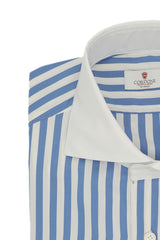 White Collar Bold Striped Azure Popeline Shirt