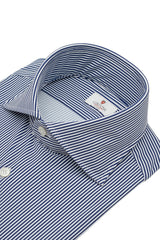 Striped Blue No Iron Techincal Fabrics Shirt