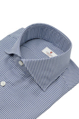 Easy Iron Pied-De-Poule Twill Shirt Blue