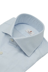 Camicia Pied-De-Poule azzurra in twill Facile Stiro