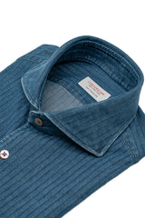 Embossed Denim Blue Shirt