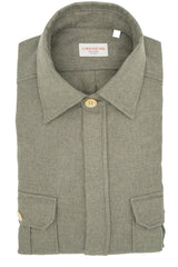 Camicia Safari Over in Flanella Verde Militare