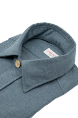 Camicia Safari Over in Flanella Azzurra