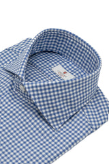 Camicia a quadri blu in twill Facile Stiro
