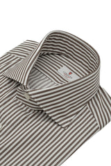 Striped Twill Shirt Brown