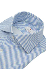 Camicia no stiro tessuto tecnico a righe azzurre