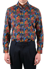 Parots Blu Black - Italian Cotton - Handmade in Italy