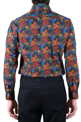 Parots Blu Black - Italian Cotton - Handmade in Italy