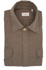 Camicia Safari Over in Flanella Marrone