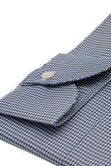 Easy Iron Pied-De-Poule Twill Shirt Blue