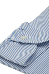 Camicia no stiro tessuto tecnico a righe azzurre