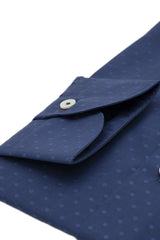 Camicia Dobby a Pois Blu