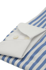 White Collar Bold Striped Azure Popeline Shirt