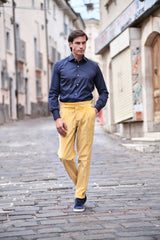 Blue Stretch Popeline Solid Shirt