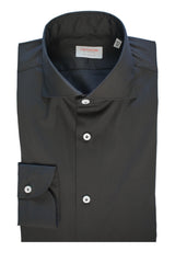 Black Stretch Popeline Solid Shirt