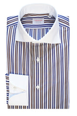 Camicia Righe Popeline Con Collo Bianco