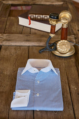White Collar Striped Popeline Shirt