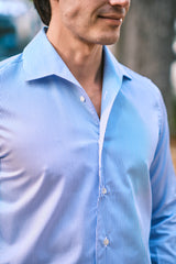 Fine Stripe Popeline Capri Collar Shirt