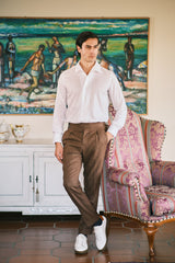 White Cotton Capri Collar Shirt