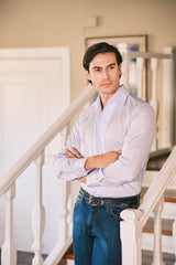 Fine Stripe Popeline Capri Collar Shirt