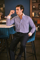 White Collar Striped Popeline Shirt