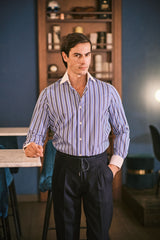 White Collar Striped Popeline Shirt