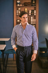 White Collar Striped Popeline Shirt