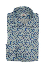Linen shirt with blue flowers