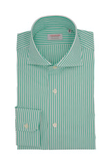 Green Striped Popline Shirt - Outlet