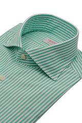 Green Striped Popline Shirt - Outlet