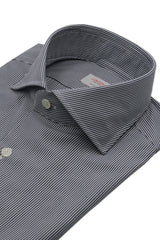 Narrow Stripe Blue and White Poplin Shirt - Outlet