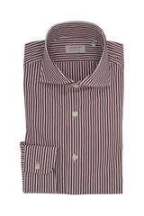 Brown Striped Popline Shirt - Outlet