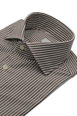 Brown and White Wide-Striped Shirt - Outlet