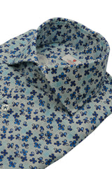 Linen shirt with blue flowers