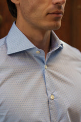 Camicia Dobby a Pois Azzurri